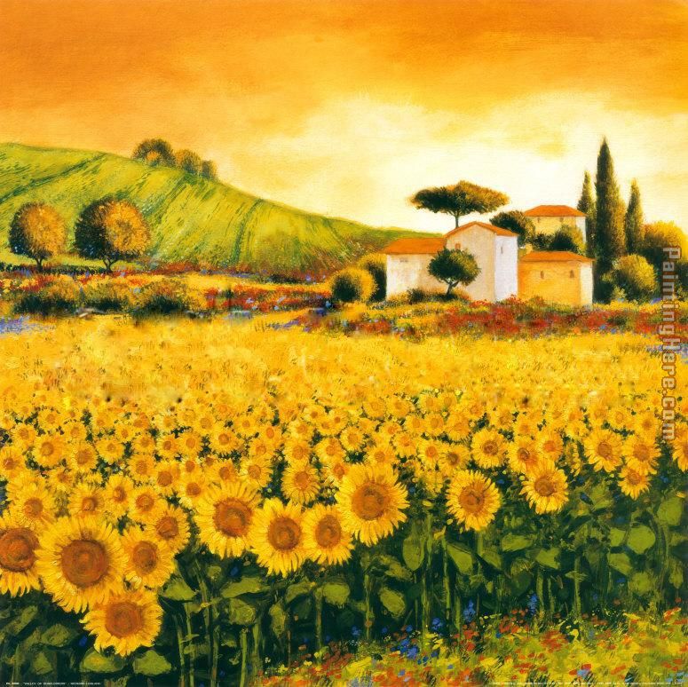 Valley of Sunflowers painting - Richard Leblanc Valley of Sunflowers art painting